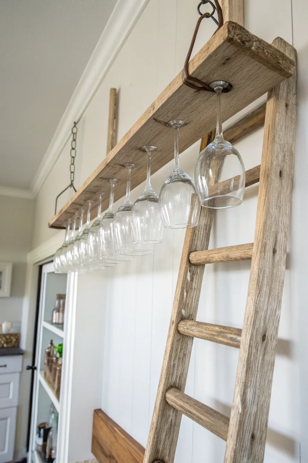Transform vintage into vogue with this DIY wine glass rack—where rustic meets refined.