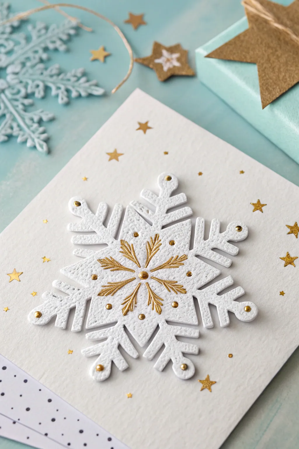 Embrace winter's charm with minimalist elegance in your scrapbook.
