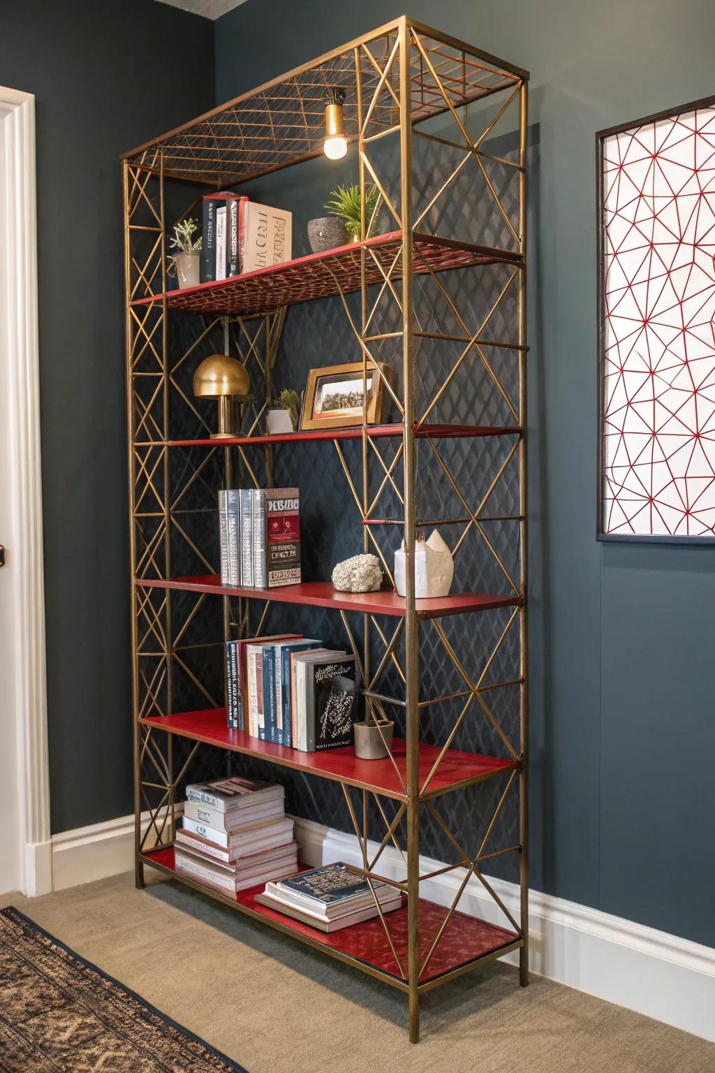 Elevate your space with a stunning corner wire bookshelf that combines function with artistry.