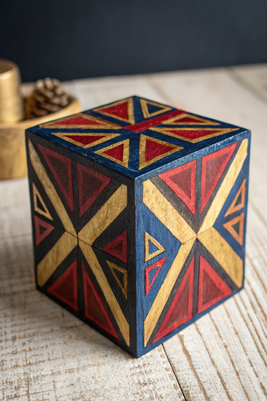 Elevate your decor with striking abstract wood block art.