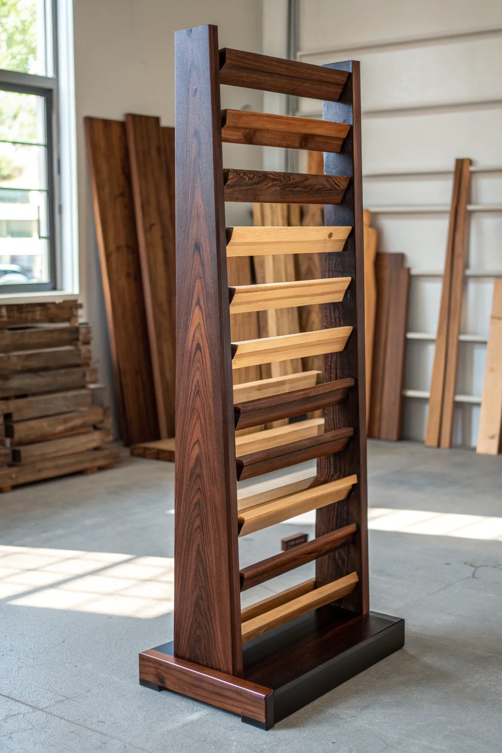 Elevate your workshop's organization with this stylish and space-saving vertical wood scrap storage.
