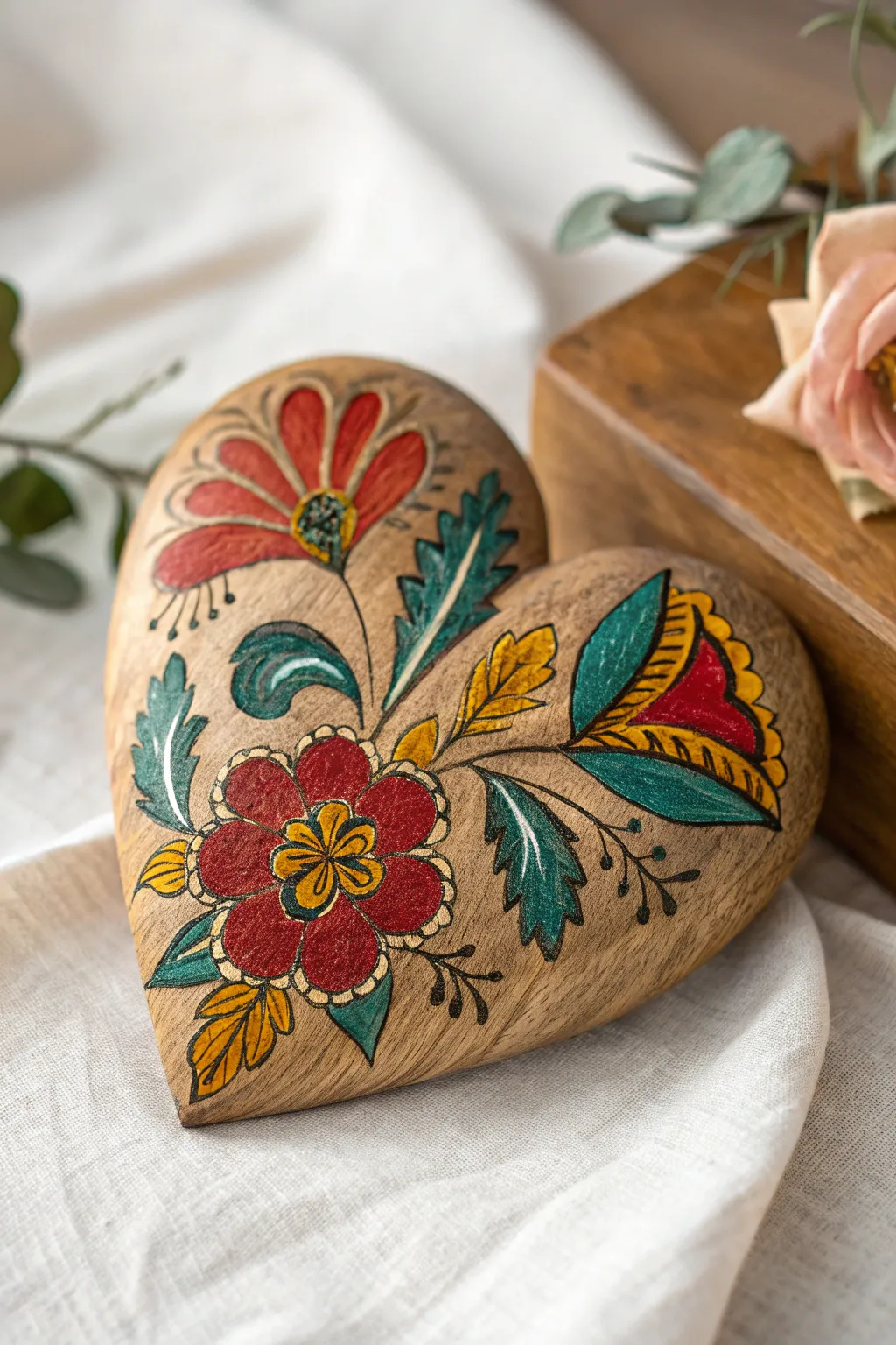 Infuse your space with creativity and warmth—discover the art of painting wooden hearts with stunning floral designs.