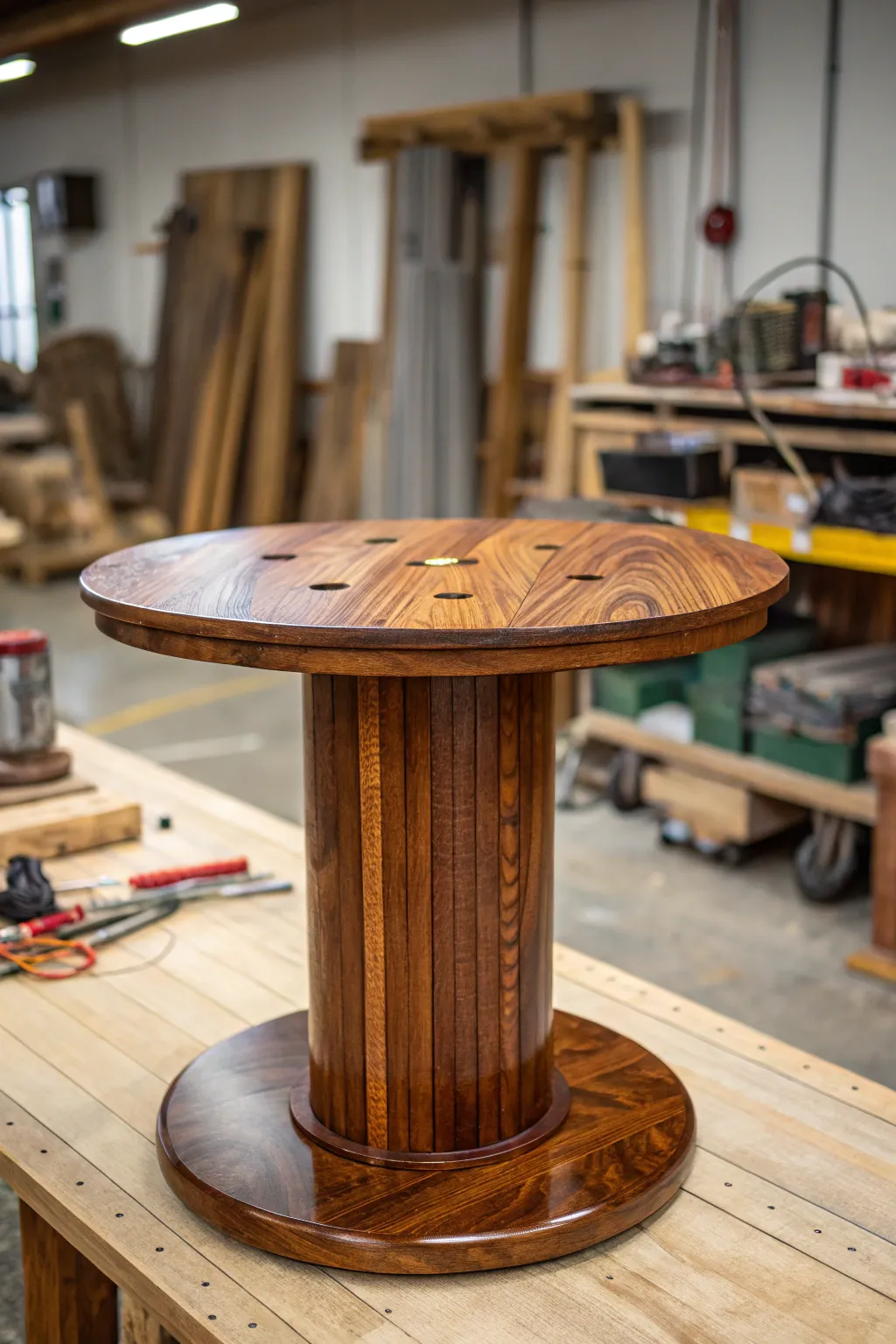 Transform your space with this stunning DIY spool table—where craftsmanship meets elegance.