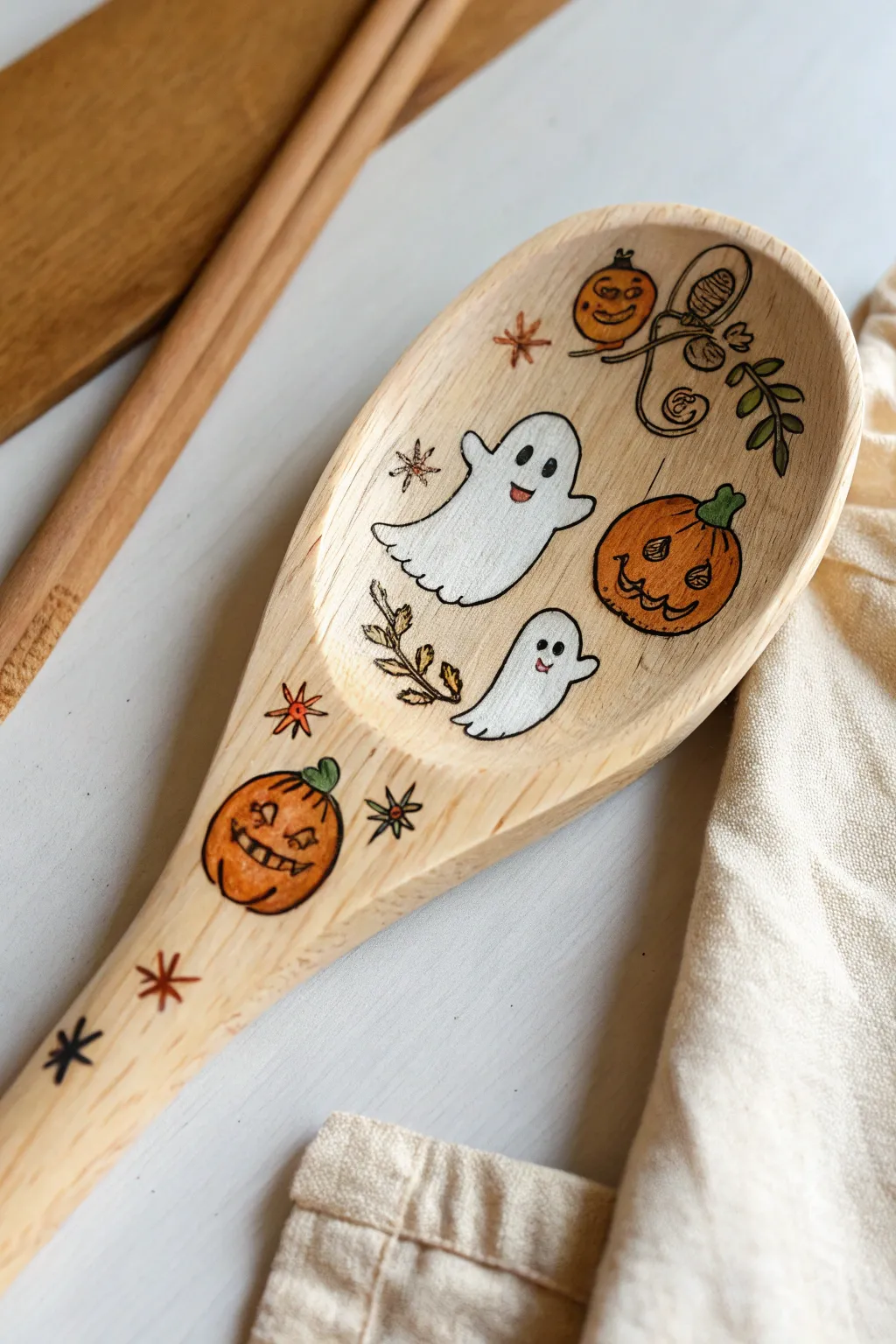 Elevate your holiday decor with handcrafted Halloween-themed wooden spoons, where simplicity meets spooky charm!