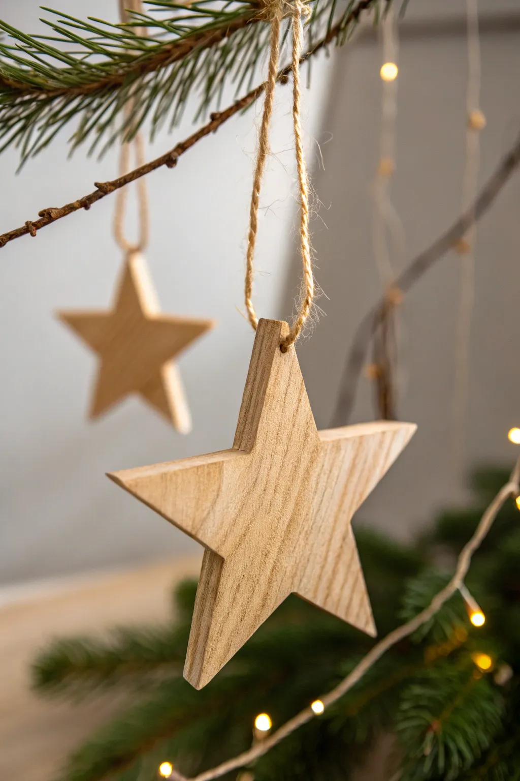 Elevate your holiday décor with a touch of handcrafted elegance: a wooden star garland that brings warmth and charm to any space.