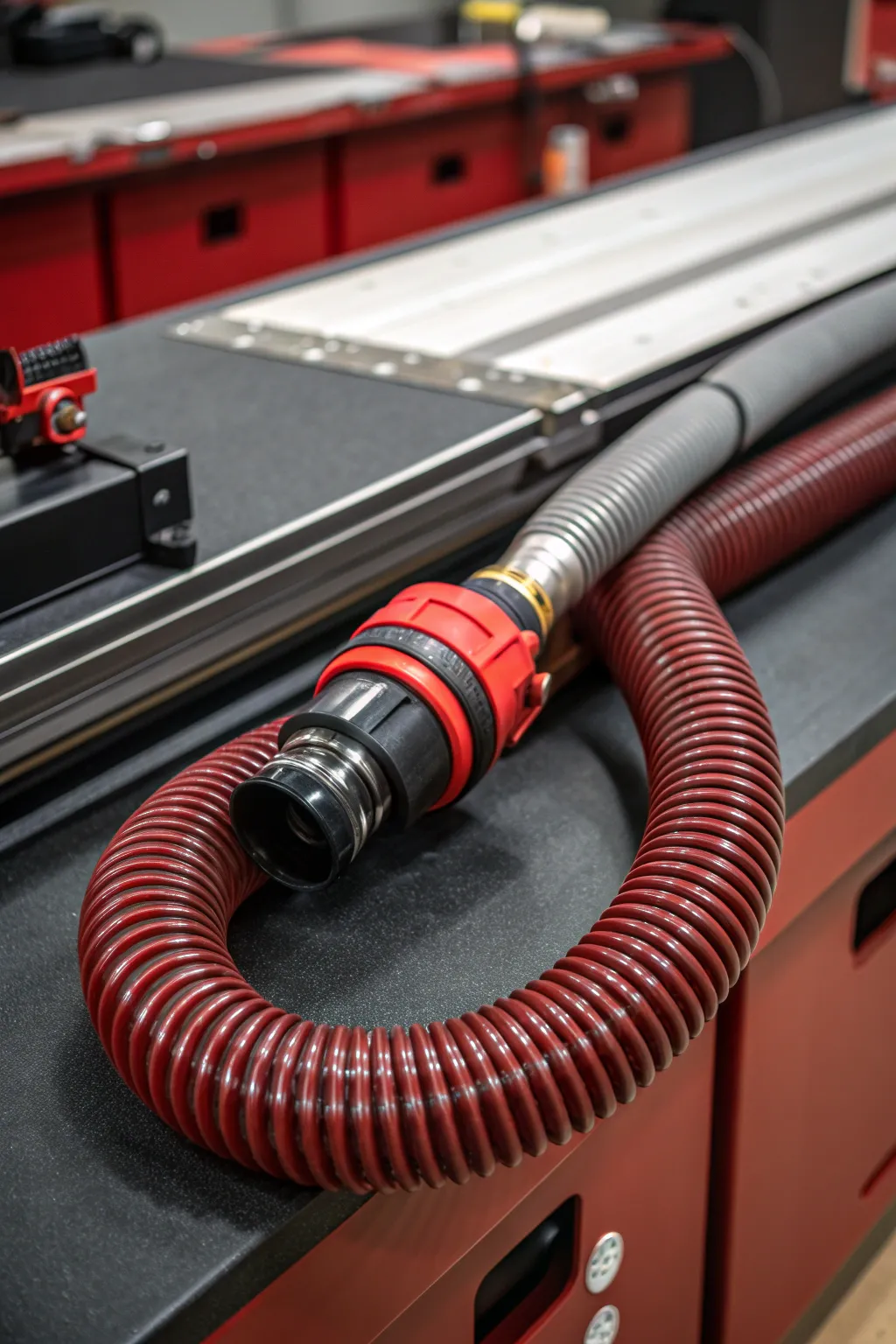 Streamline your workspace with versatile hose connections for superior dust management.