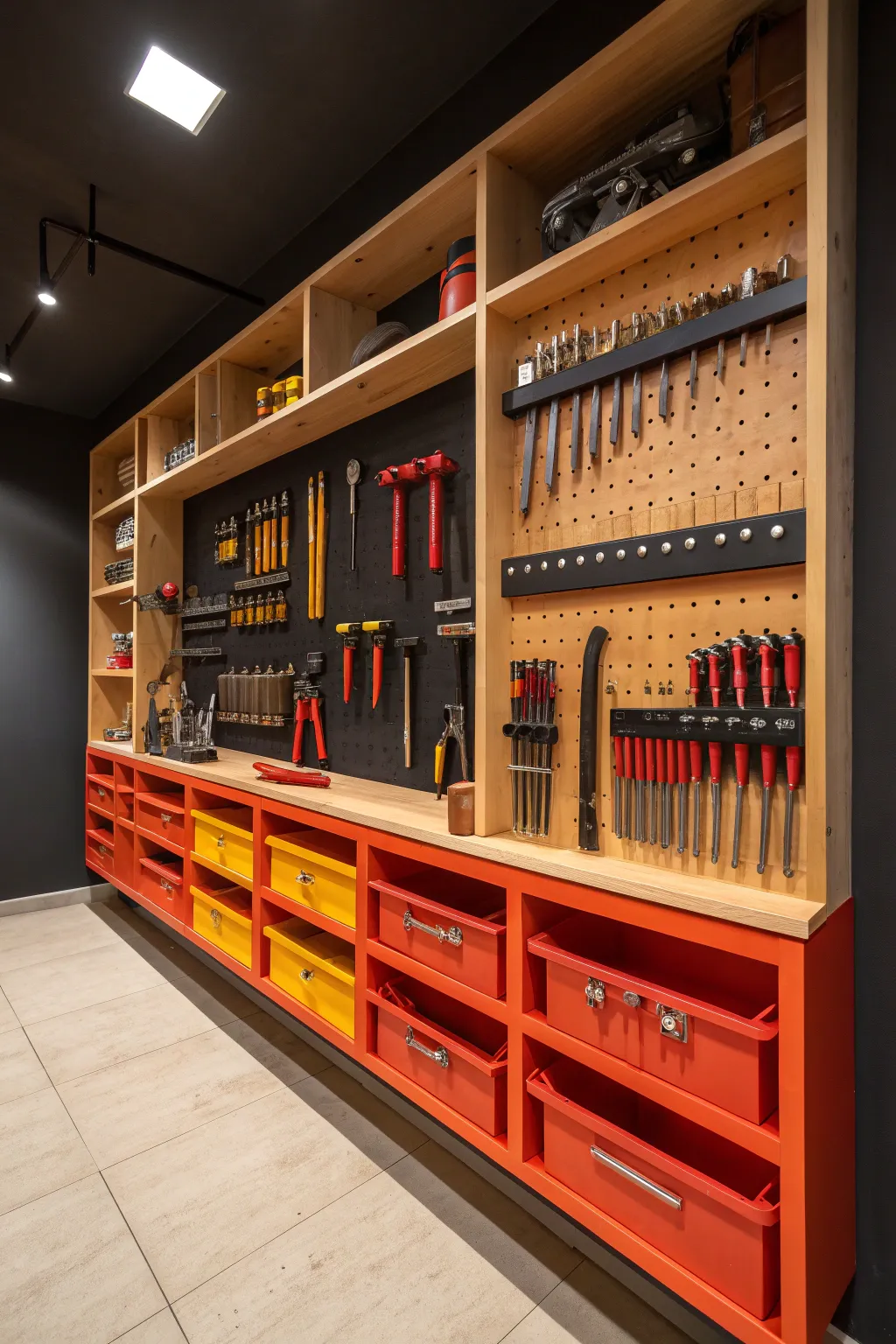 Streamline your workflow with stylish and accessible open shelving.