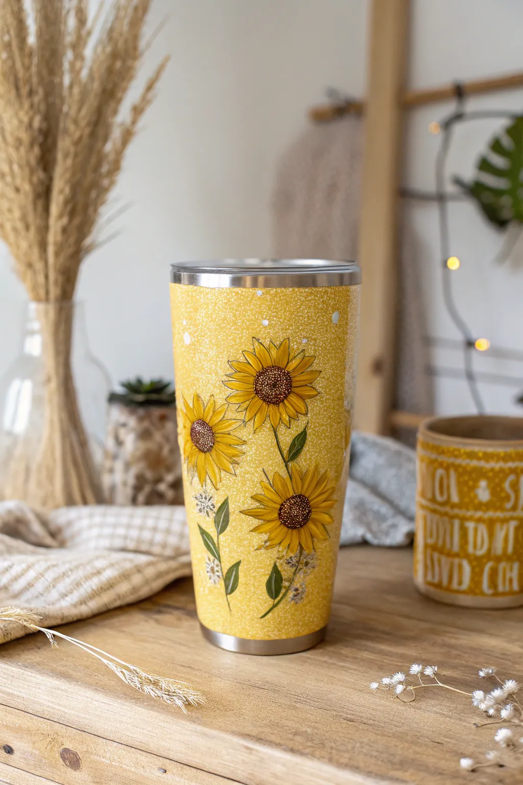 Carry the sunshine with you: a sunflower dream in every sip!
