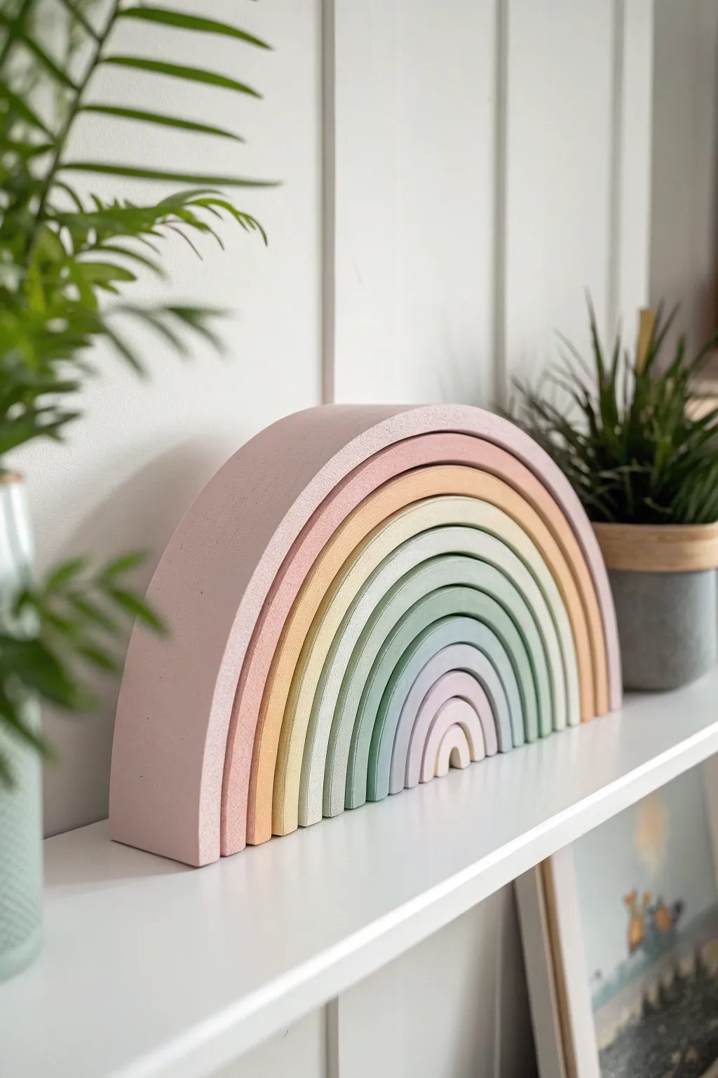 Brighten your space with the natural beauty of a handcrafted 3D cardboard rainbow.