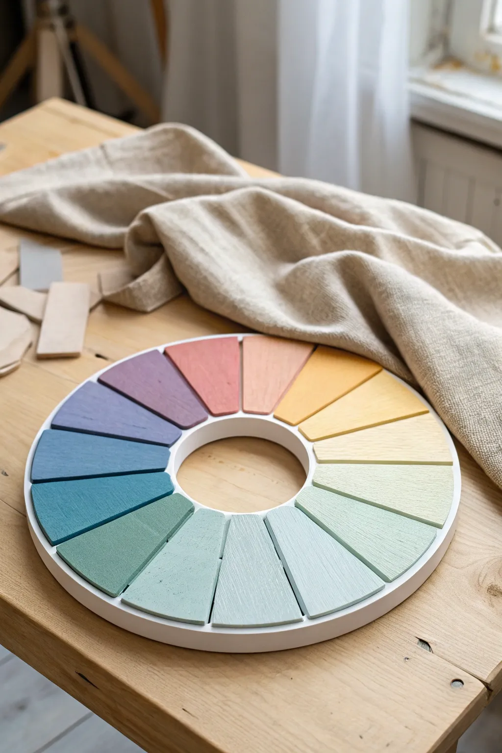 Explore the harmony of colors with this minimalist 3D color wheel project, where simplicity meets craftsmanship in a beautiful pastel palette.