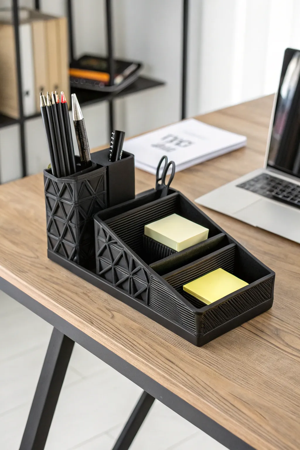 Elevate your workspace with this chic 3D-printed desk organizer, designed for both style and functionality.