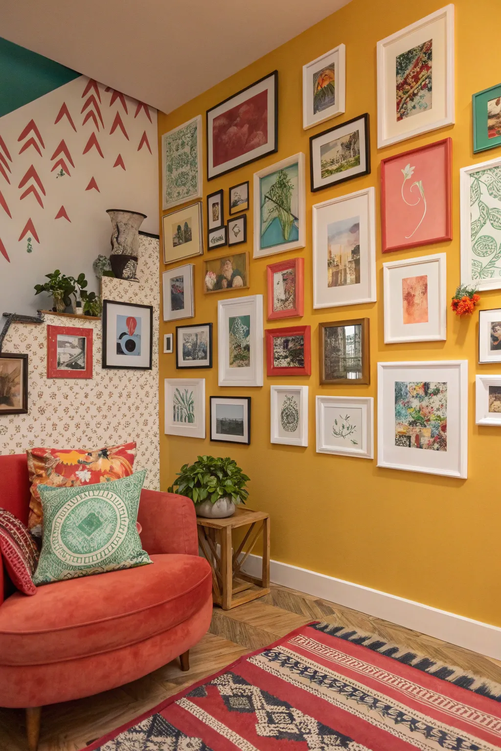 Add a playful touch with an asymmetrical frame layout.