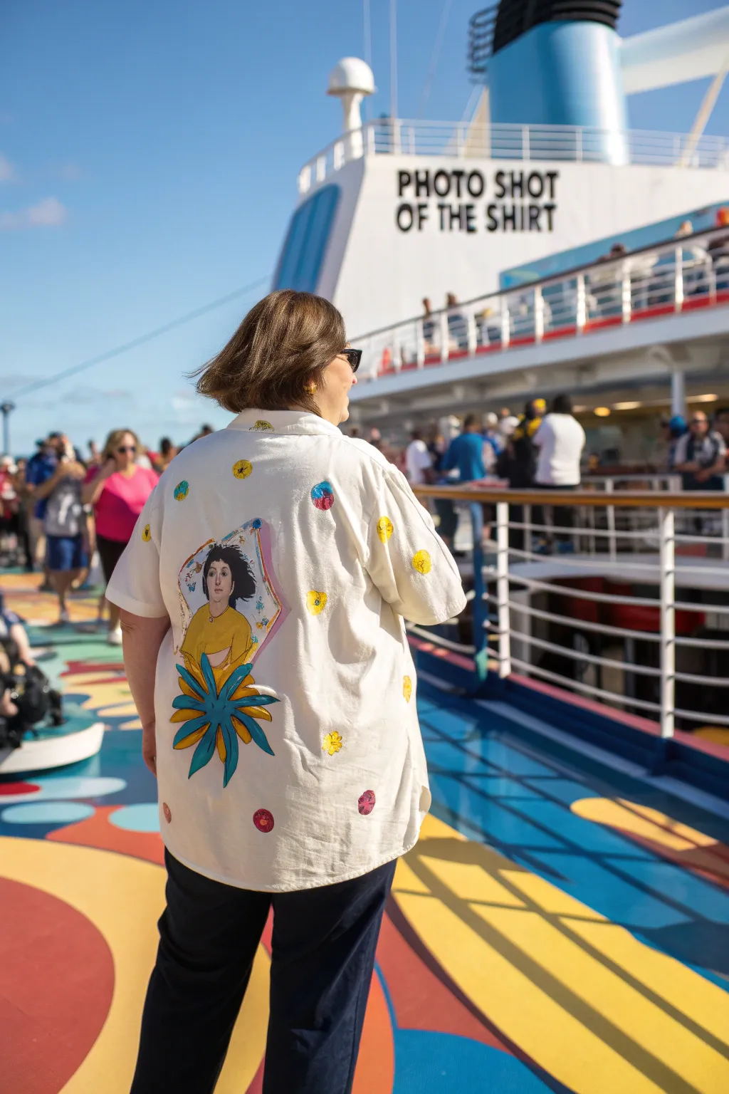 Playful graphics add a touch of fun to your birthday cruise attire.