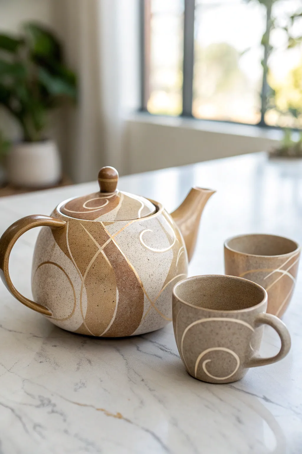 Elevate your tea ritual with this artful abstract teapot, where form meets function in perfect harmony.