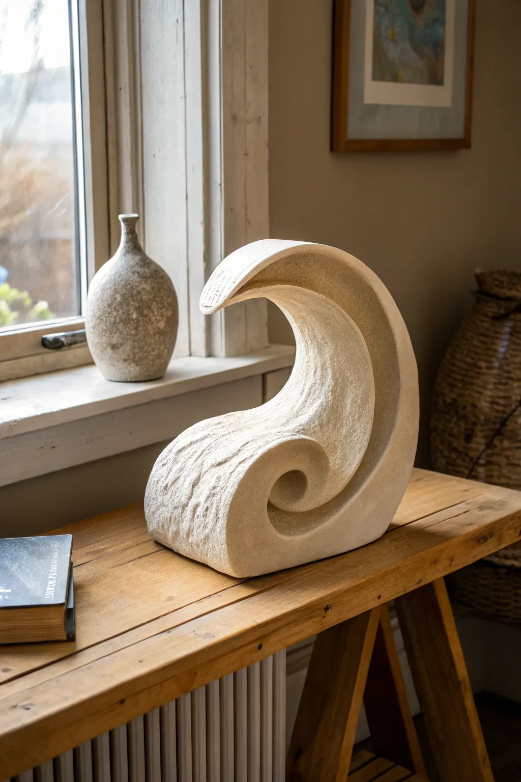 Embrace tranquility with clay waves: nature's elegance captured in minimalist design.