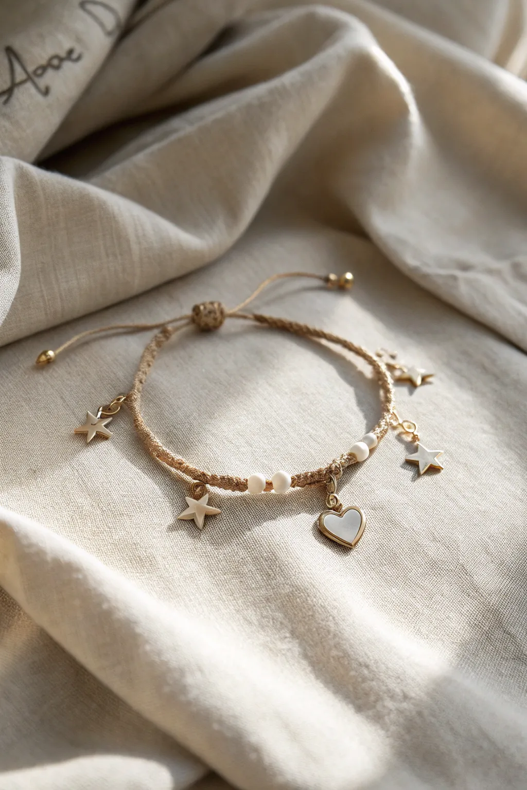Discover the charm of simplicity with delicate star and heart accents in this beautifully crafted bracelet.