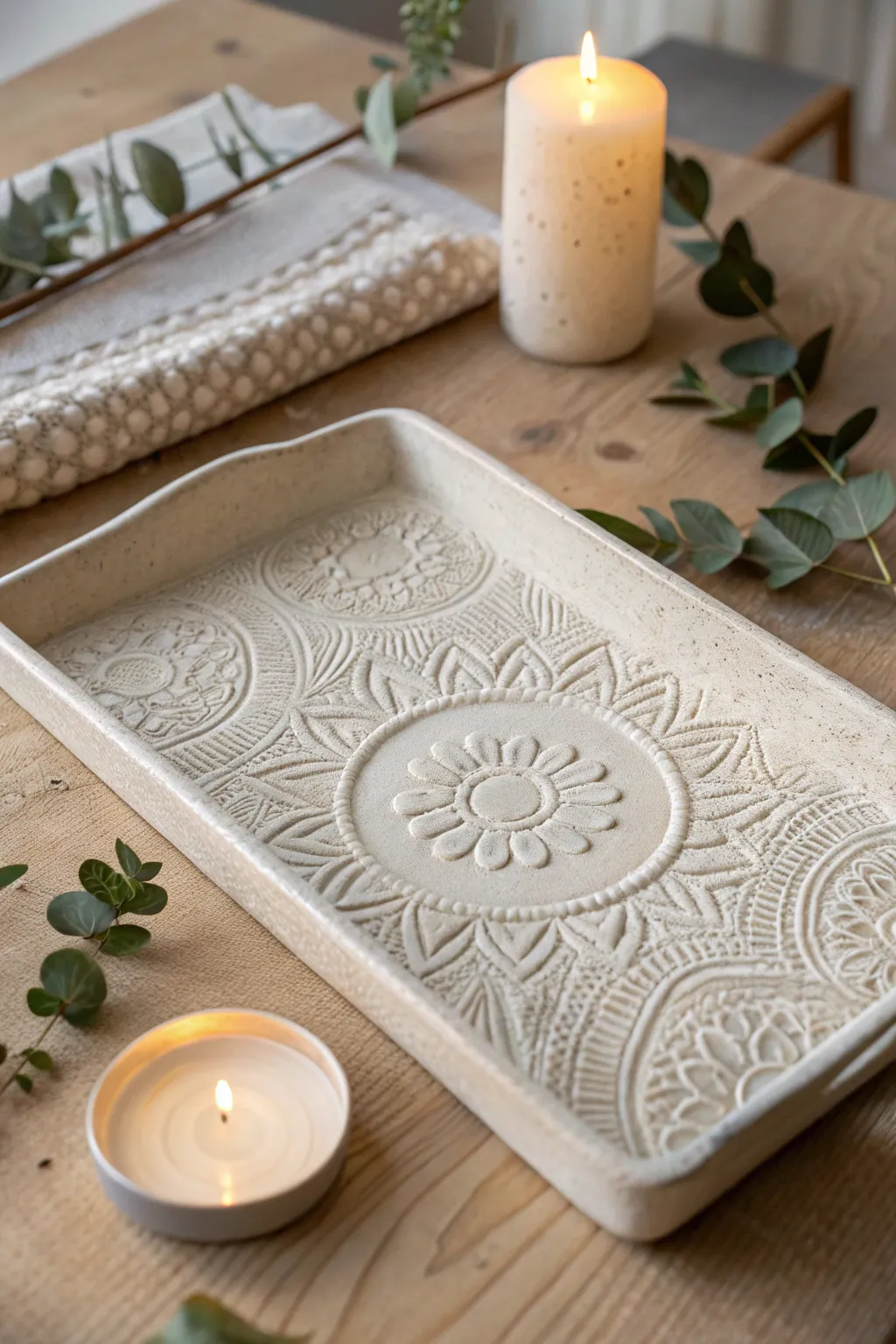 Celebrate Mother's Day with a touch of artistry: a handcrafted air dry clay tray that embodies simplicity and elegance.