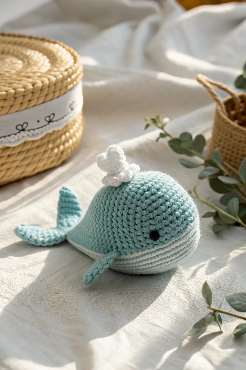 Dive into cuteness with this charming miniature whale amigurumi, perfect for adding a splash of whimsy to your keys.