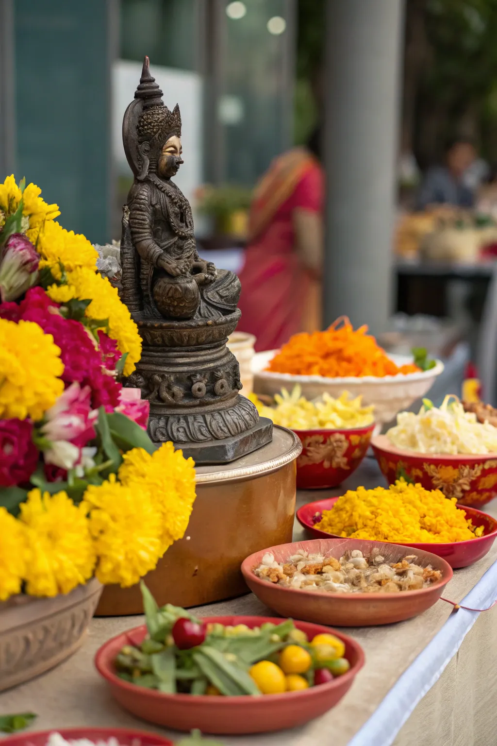 Cultural icon enhancing the spiritual aspect of the Annakut setup.