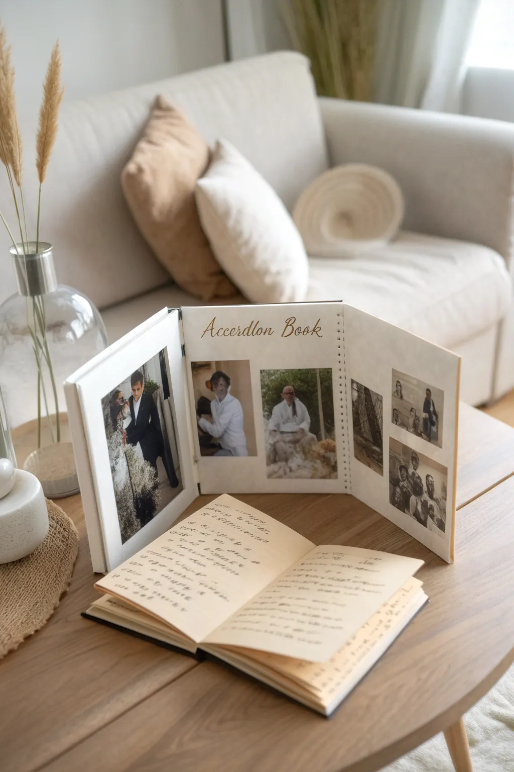 Unfold memories beautifully with a handcrafted accordion photo album.