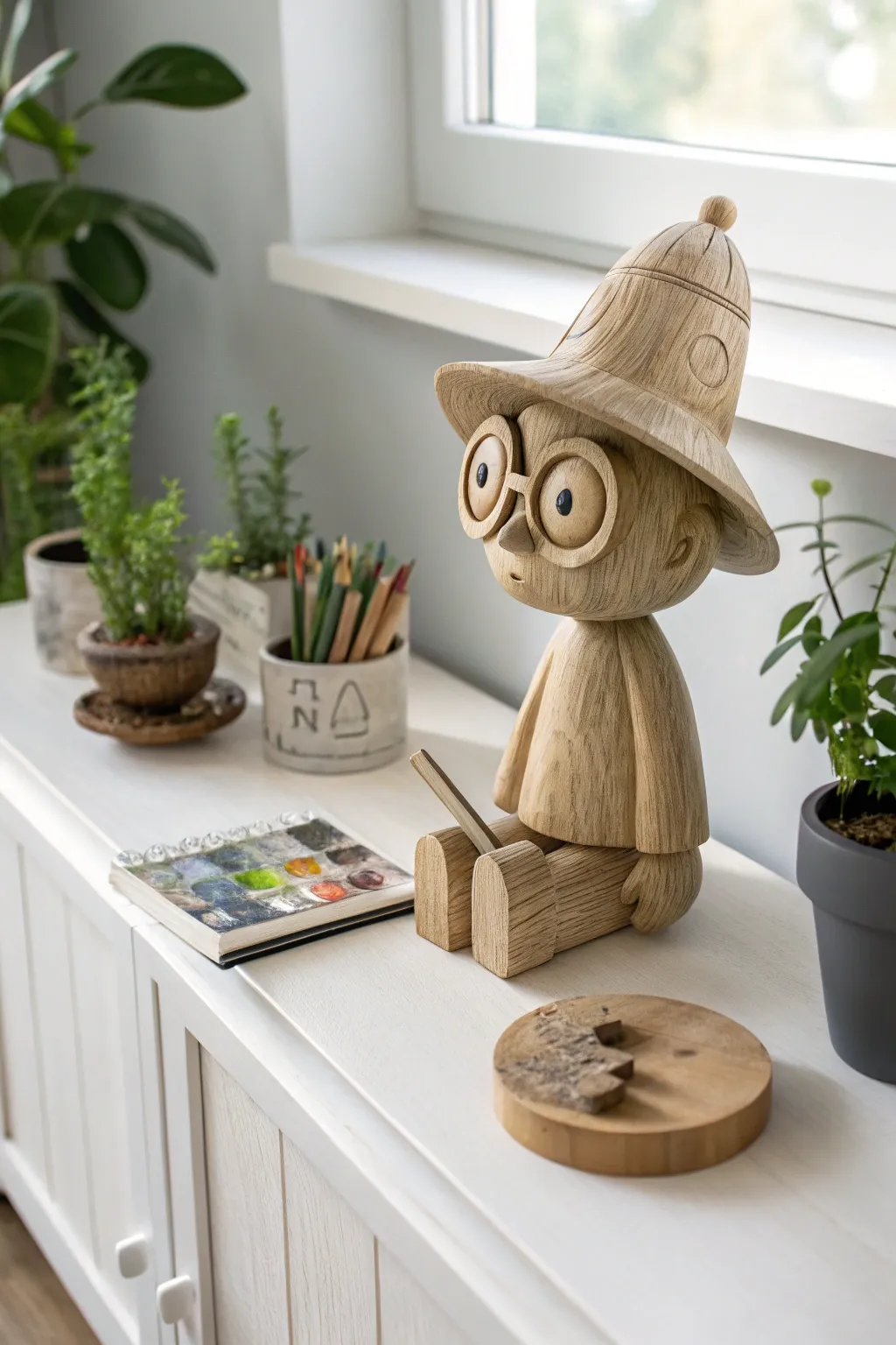 Whimsy Meets Craftsmanship: A Charming Wooden Character Brings Stories to Life