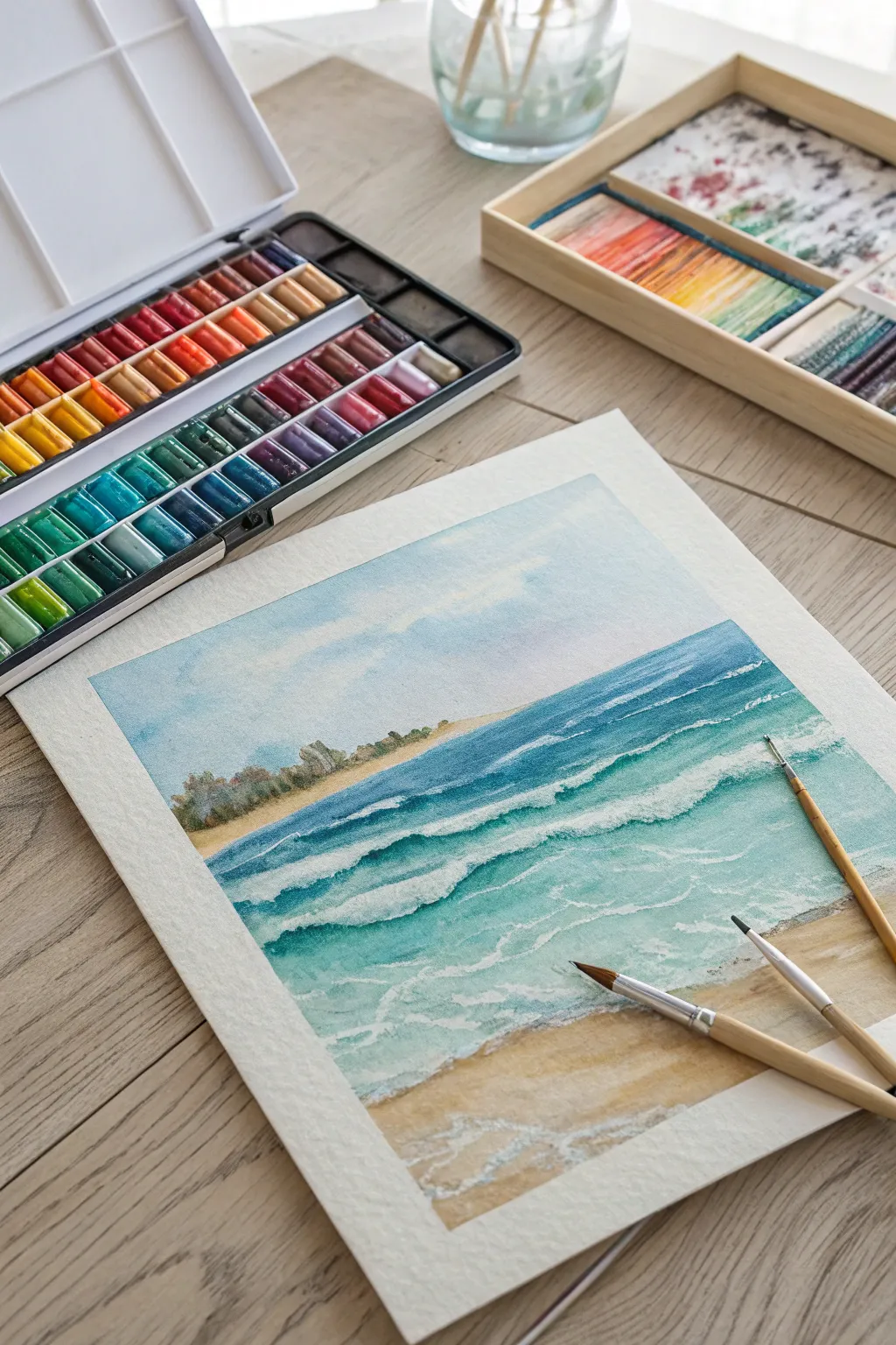 Discover the hidden beauty in every brushstroke with wax resist painting. 🌊✨ #ArtMagic #MinimalistArt
