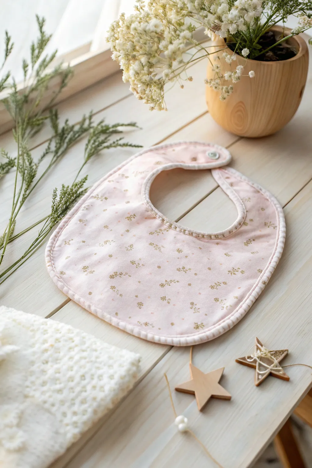 Embrace the soothing charm of pastel hues in baby bibs, blending simplicity with natural elegance.