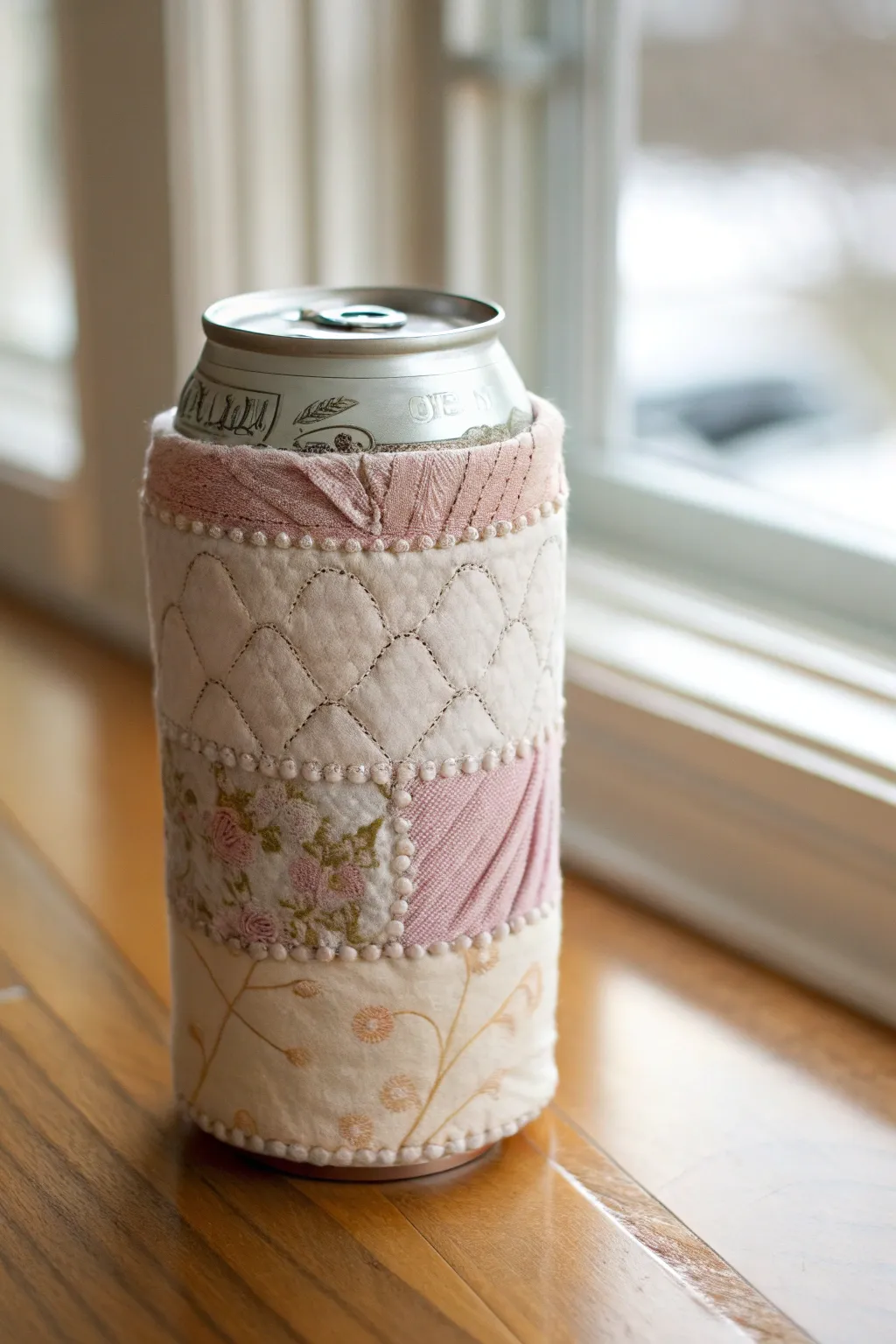 Craft your own charming fabric koozie for a personalized touch at your bachelorette party.