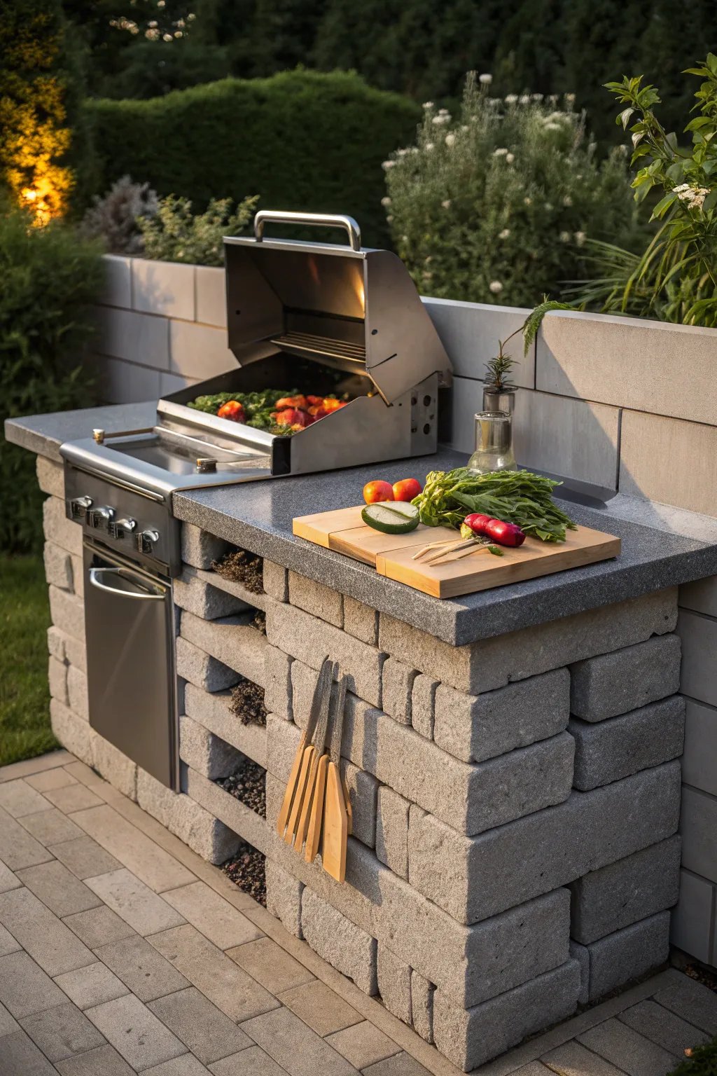 Elevate your outdoor cooking experience with a stylish cinder block grill and integrated prep station—where functionality meets modern design.