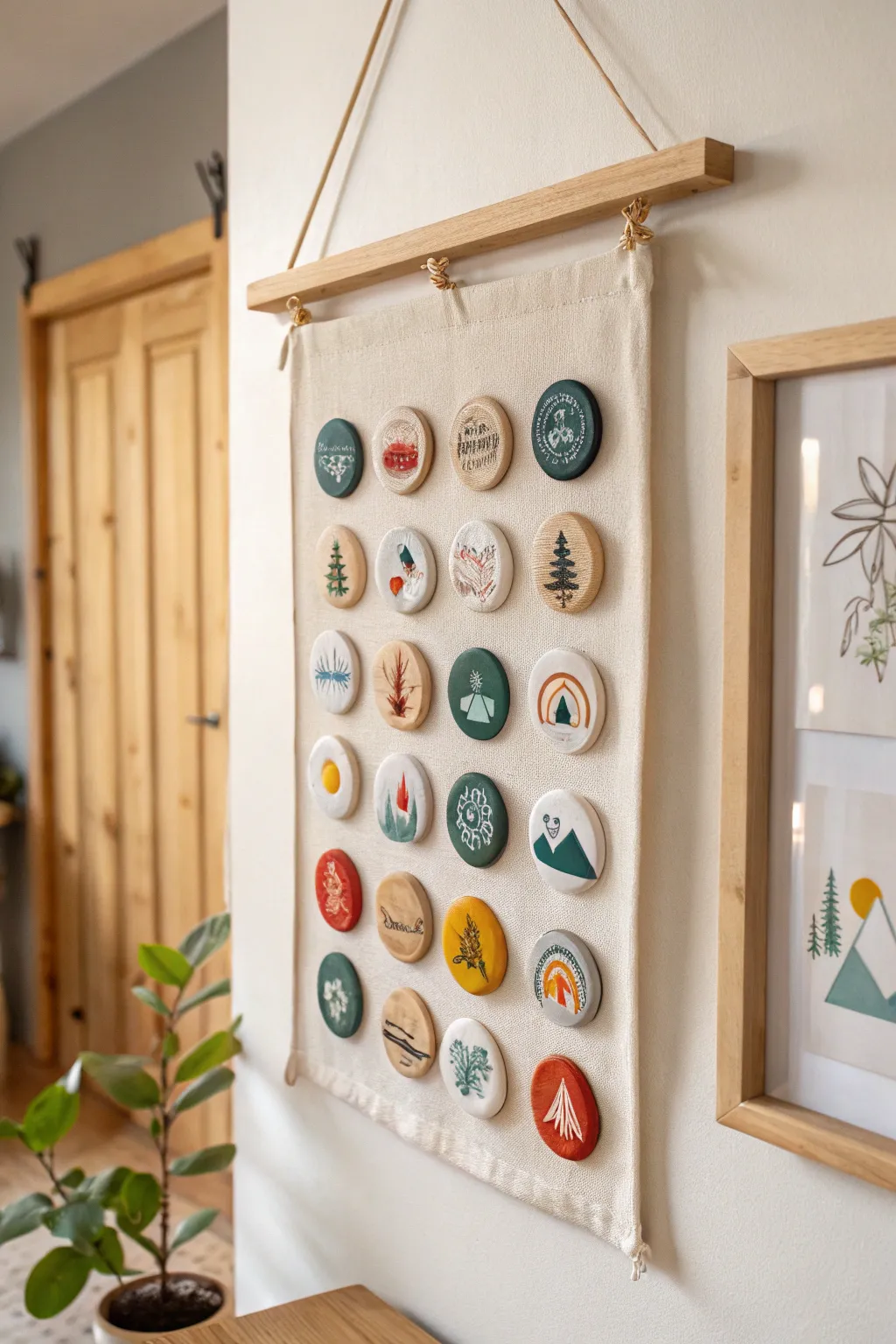 Transform memories into art with this minimalist badge wall hanging.