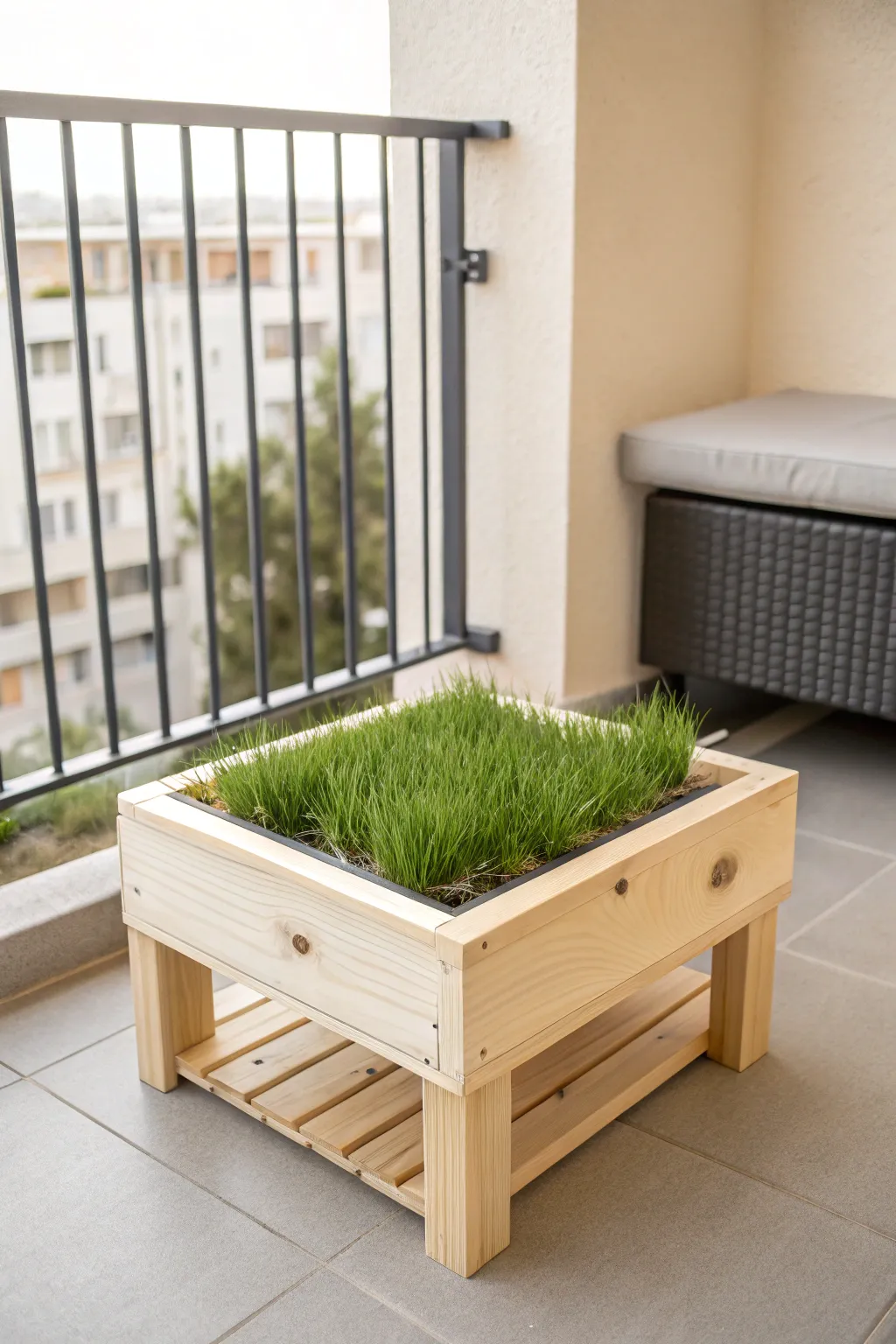 Elevate your balcony with a chic dog potty solution that blends natural beauty and minimalist design.