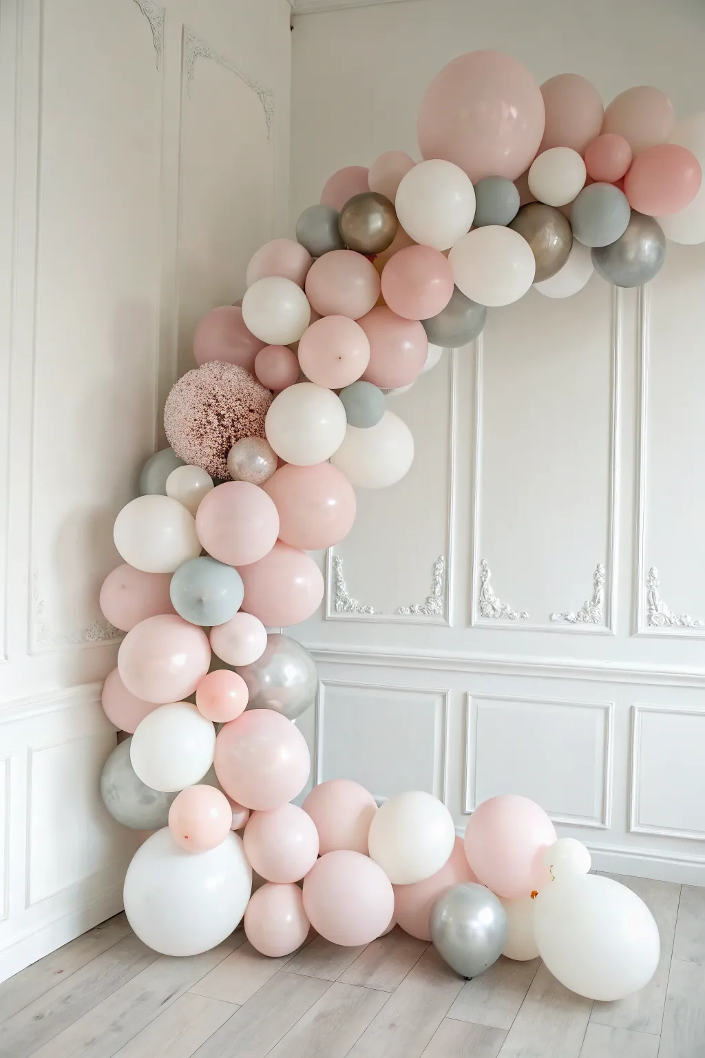 Elevate your space with elegant balloon collage art, where simplicity meets creativity.