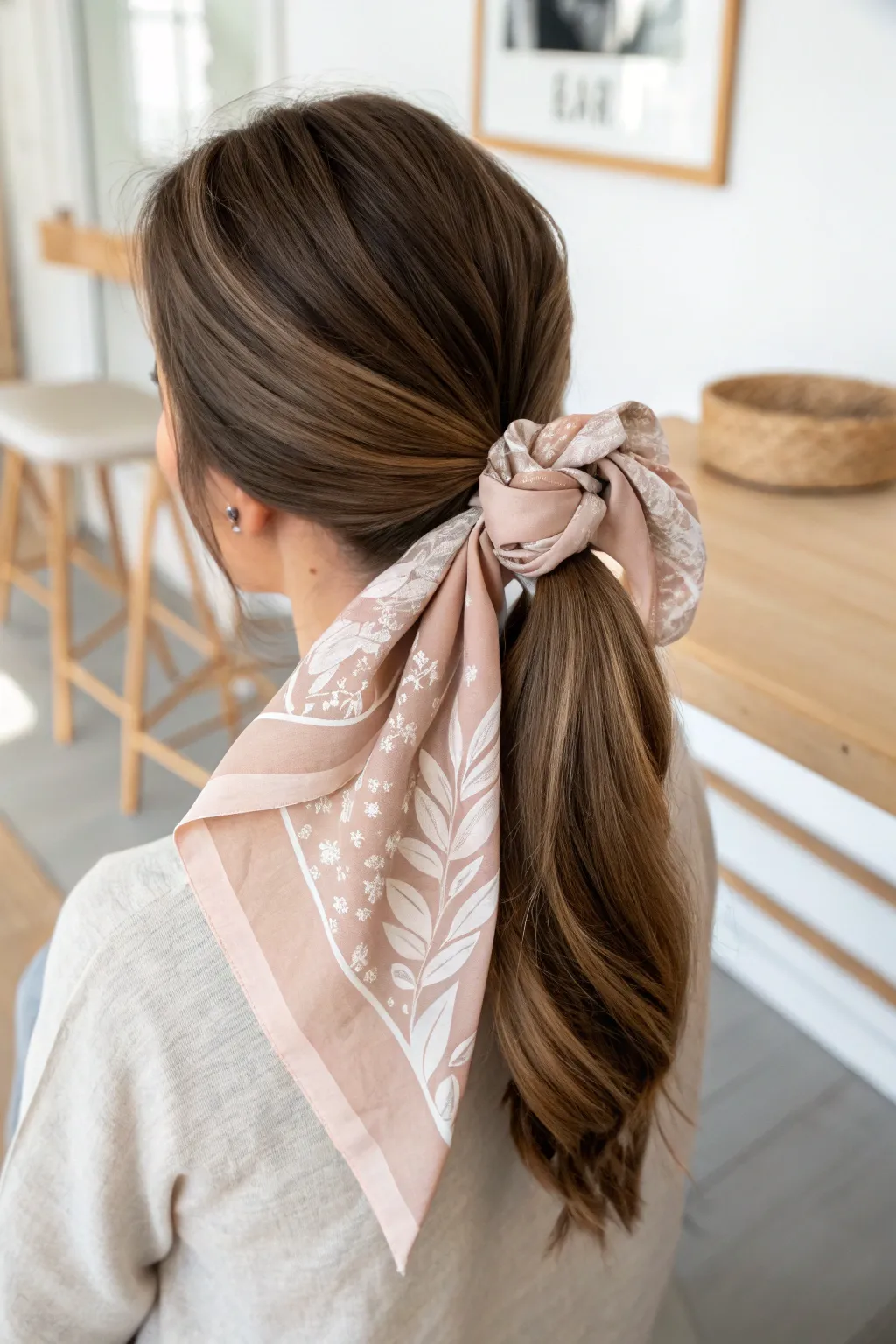 Elevate your ponytail with a touch of artisanal flair. #BandanaMagic #MinimalistStyle