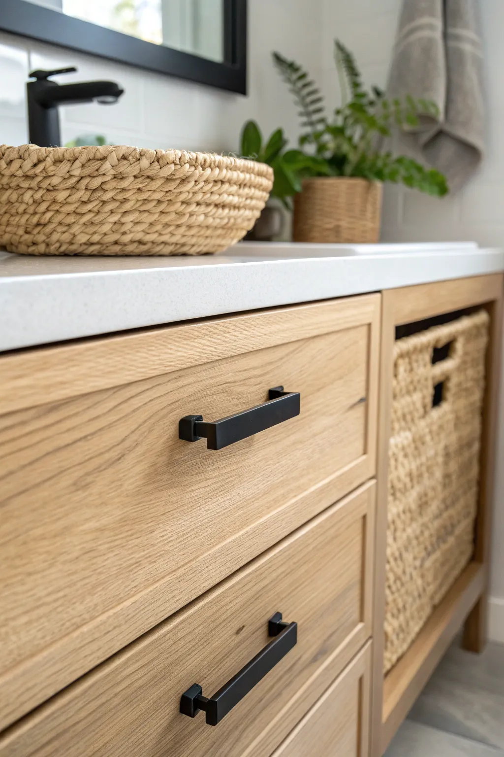 Transform your bathroom vanity with a touch of elegance—matte black hardware for a chic, modern update.