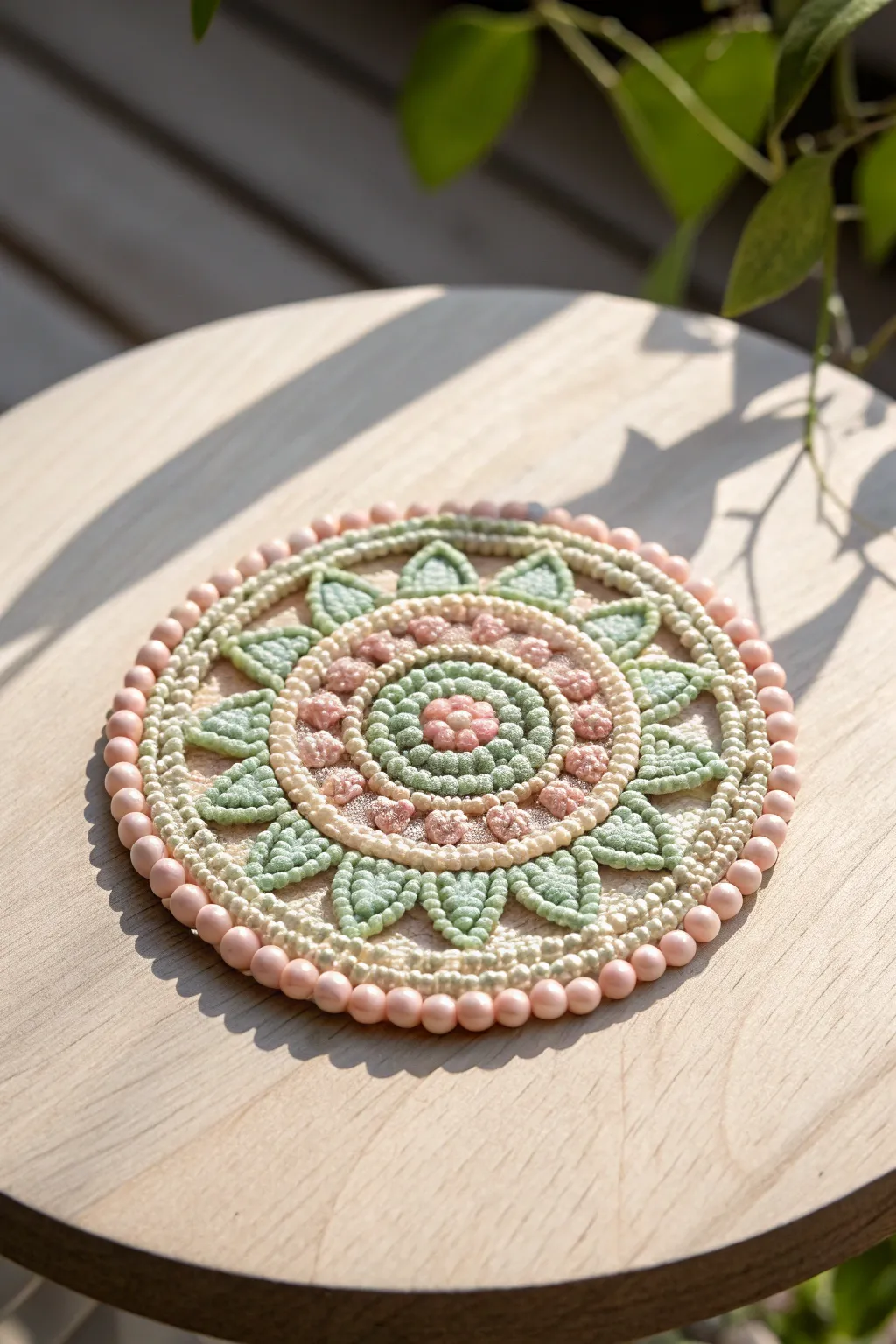 Embrace the art of detailed beadwork with this stunning medallion—where simplicity meets boho charm.