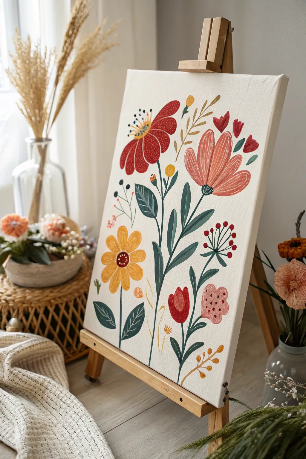 Bring a splash of whimsy into your home with vibrant floral art.