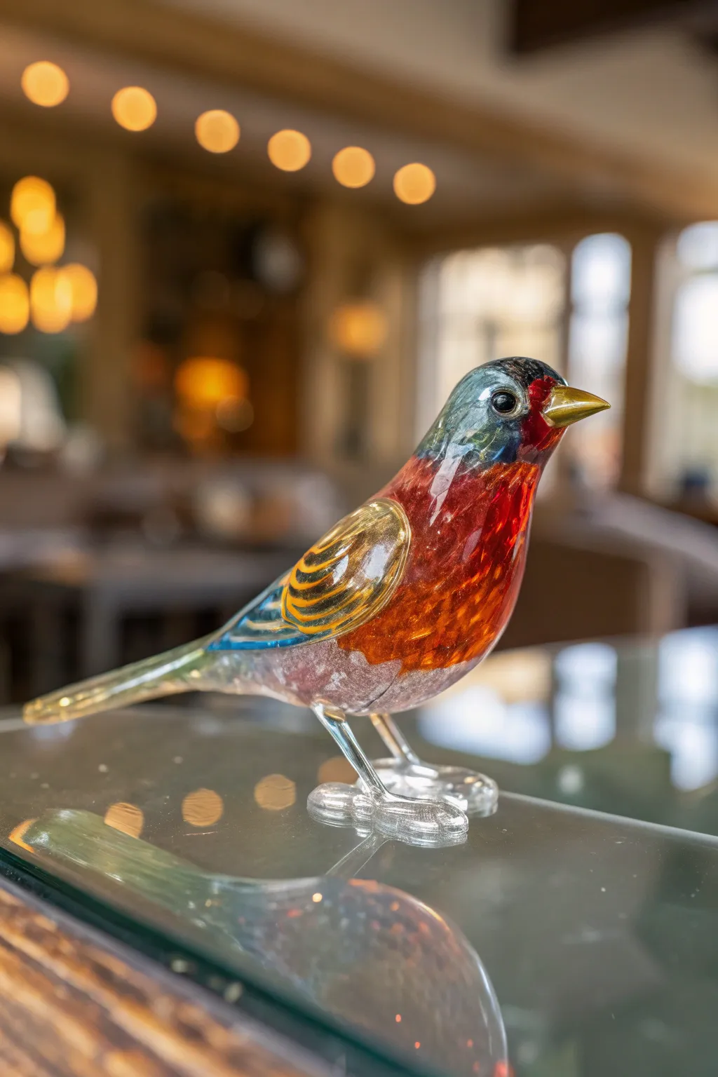 Master the art of glass blowing with this exquisite glass bird figurine—a blend of elegance and craftsmanship.
