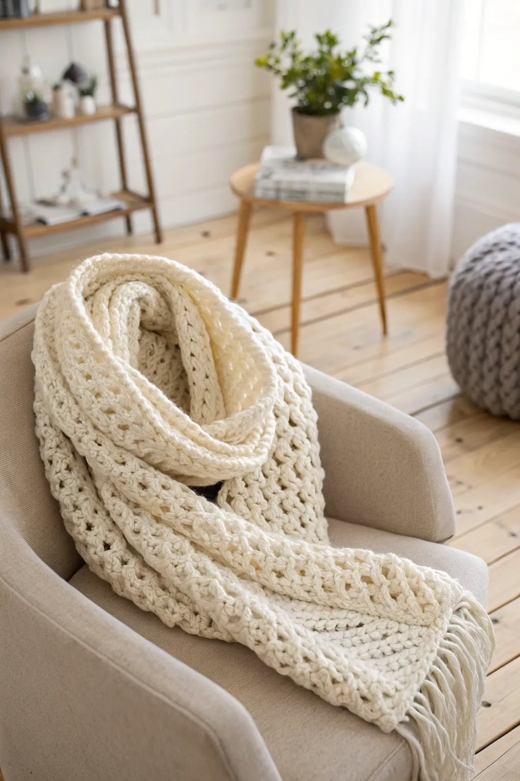 Wrap yourself in the cozy elegance of a handmade chunky infinity scarf—perfect for embracing winter's chill with style and simplicity.