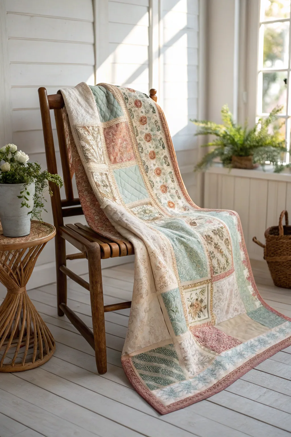 Embrace nostalgia with a vintage-inspired quilt that whispers timeless elegance.