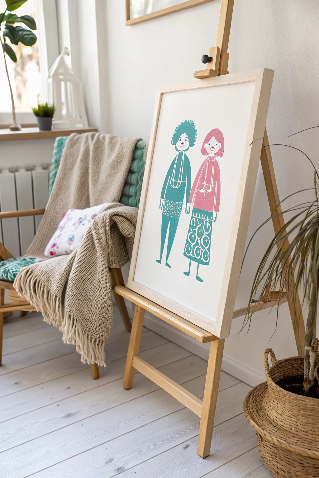 Transform your friendship into art with charming cartoon figures in calming pastel hues. 🌿🎨 #BFFArt #MinimalistBoho