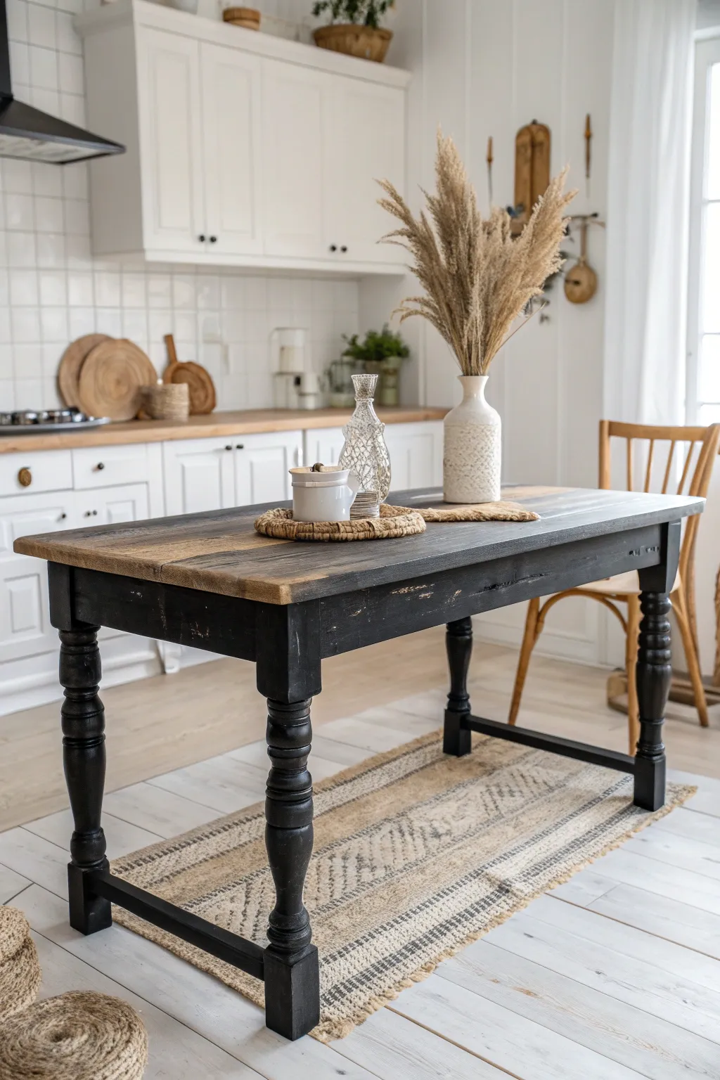From drab to fab: Our kitchen table's stunning transformation with black chalk paint!