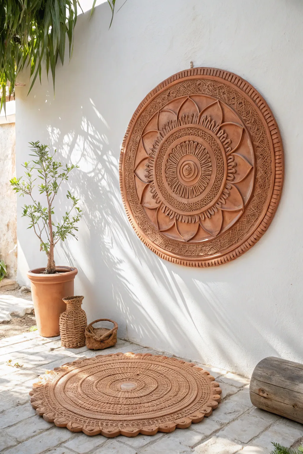 Embrace tranquility with a handmade terracotta mandala, the perfect centerpiece for your meditation corner. 🌿✨ #BohoChic #ClayArt #ScandinavianMinimalism