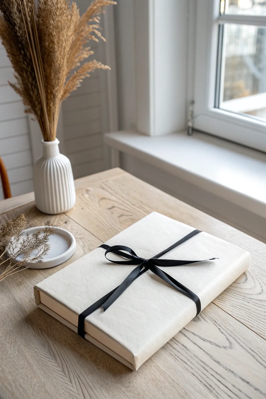 Embrace simplicity with this minimalist book wrap idea—perfect for a touch of elegance.