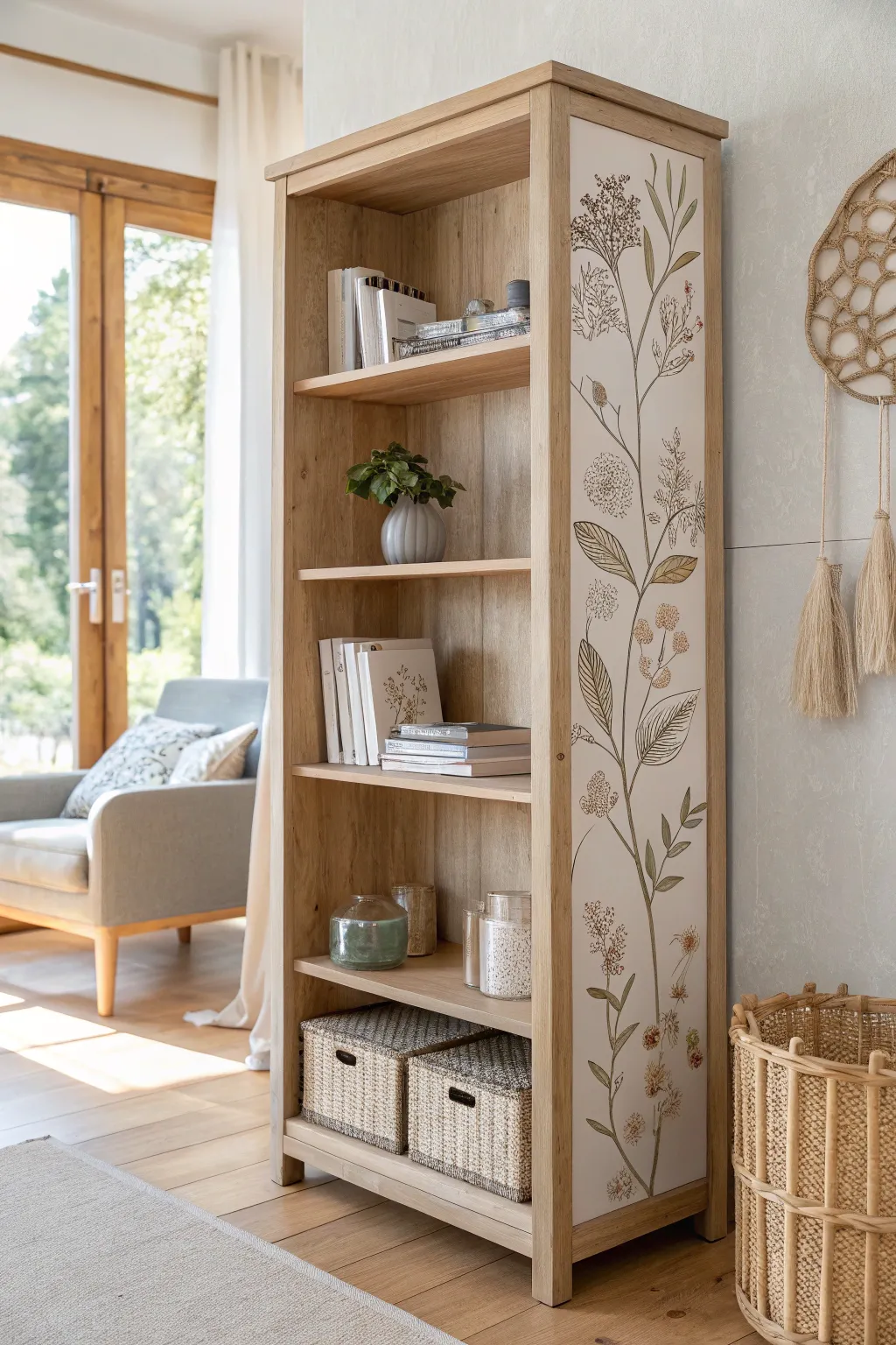 Transform your bookshelf with effortless elegance using boho decals! 🌿📚 #MinimalistBeauty #ScandiBoho