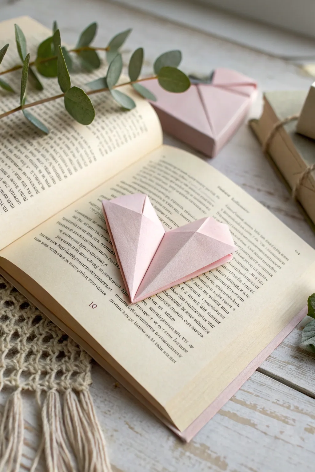 Fold a little love into your reading with a charming origami heart bookmark.
