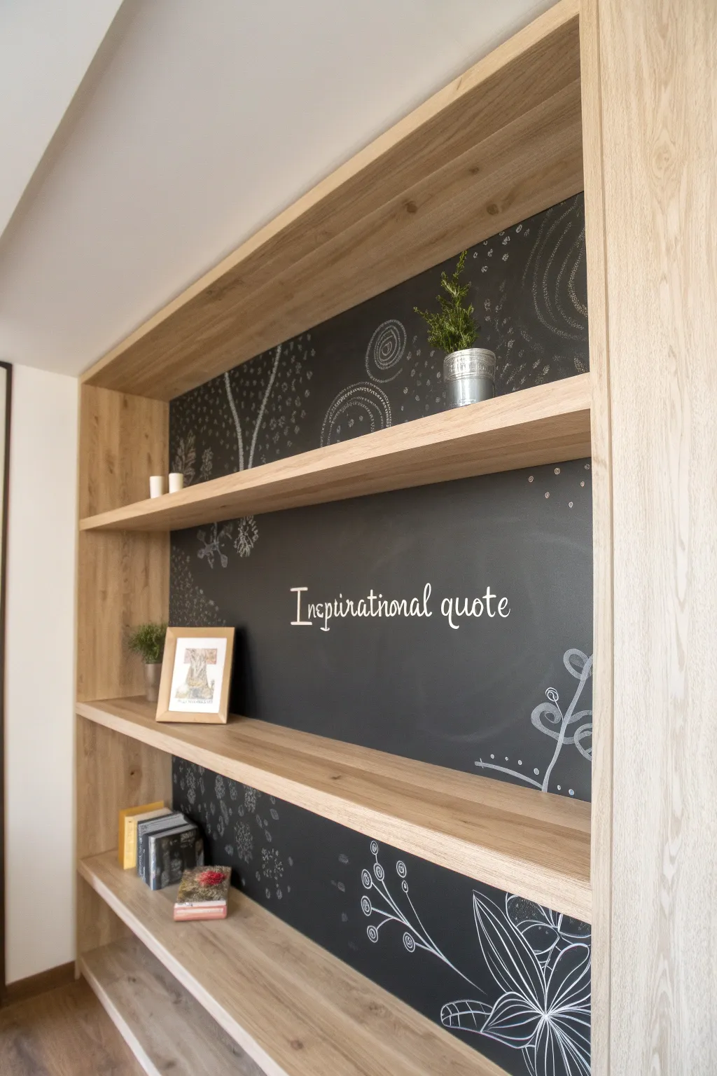 Transform your space with a touch of creativity — chalkboard paint adds endless versatility to your bookshelf.