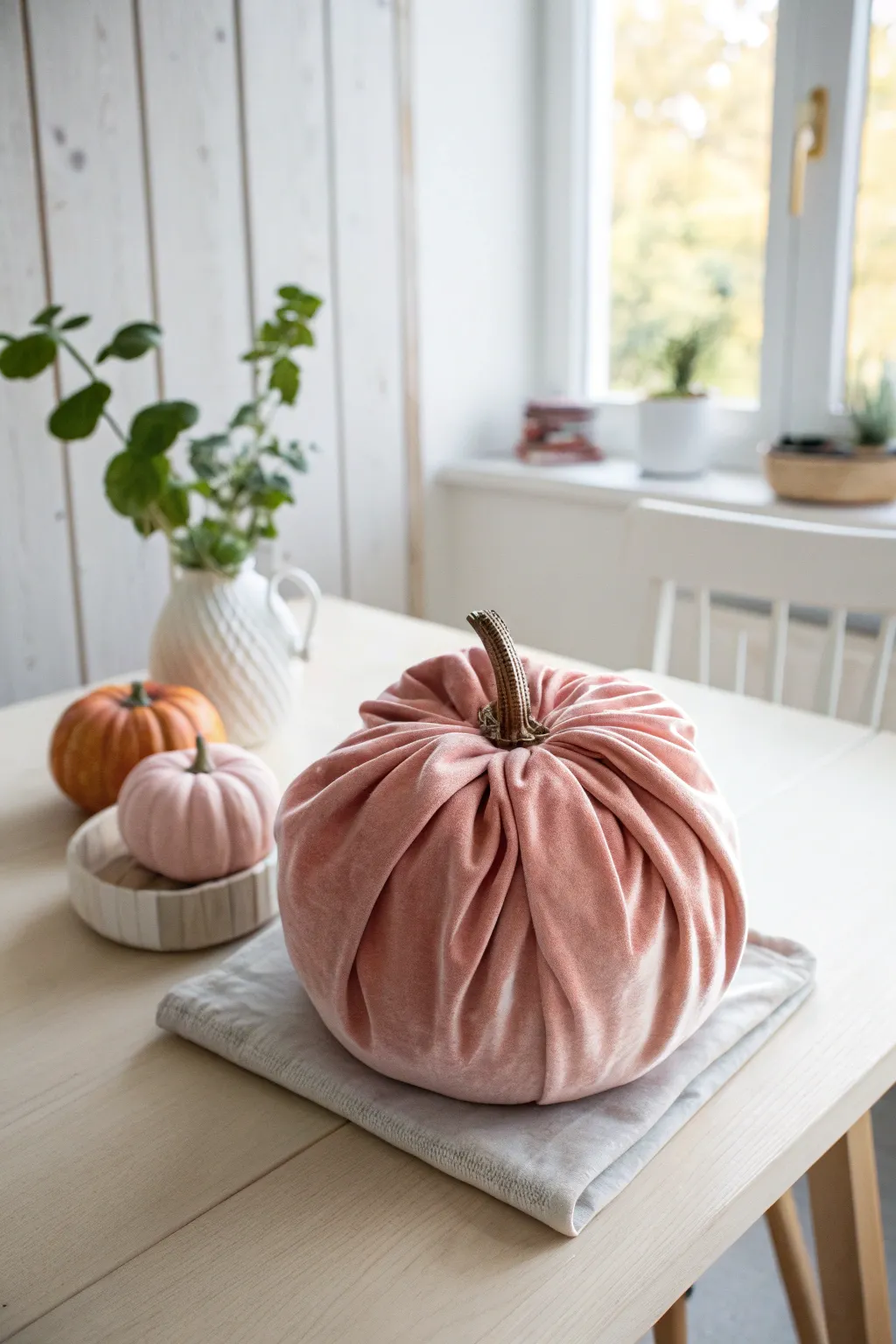Add a touch of elegance and awareness with a velvet-wrapped pumpkin this season. 🎀 #BreastCancerAwareness #MinimalistDecor