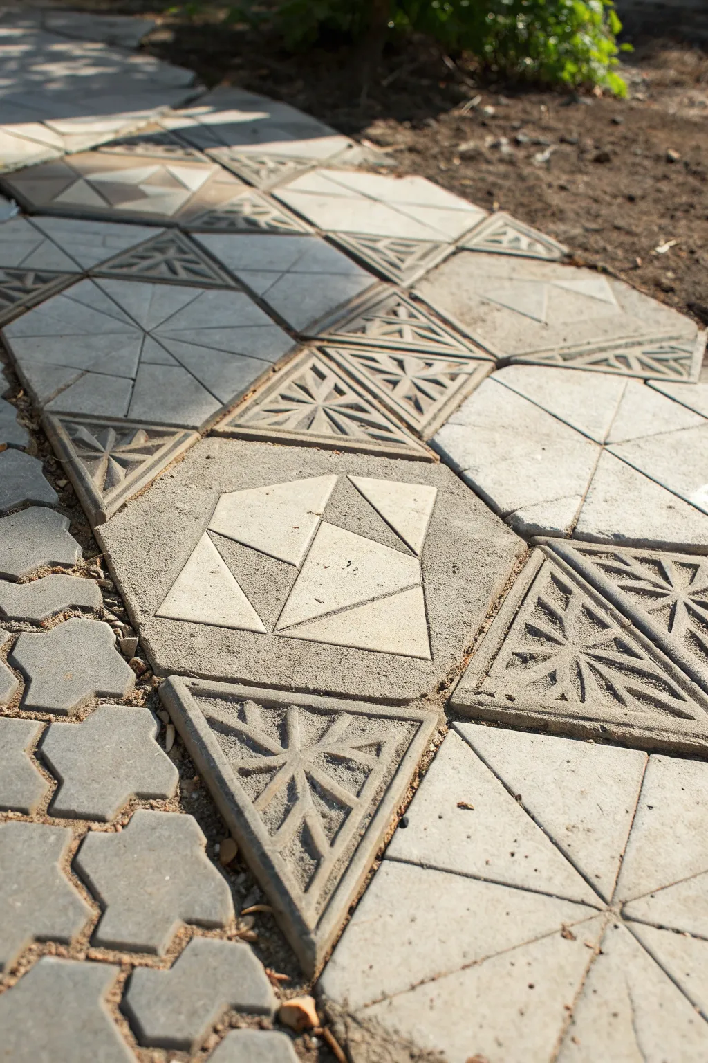 Transform your patio with bold geometric patterns for a contemporary edge.