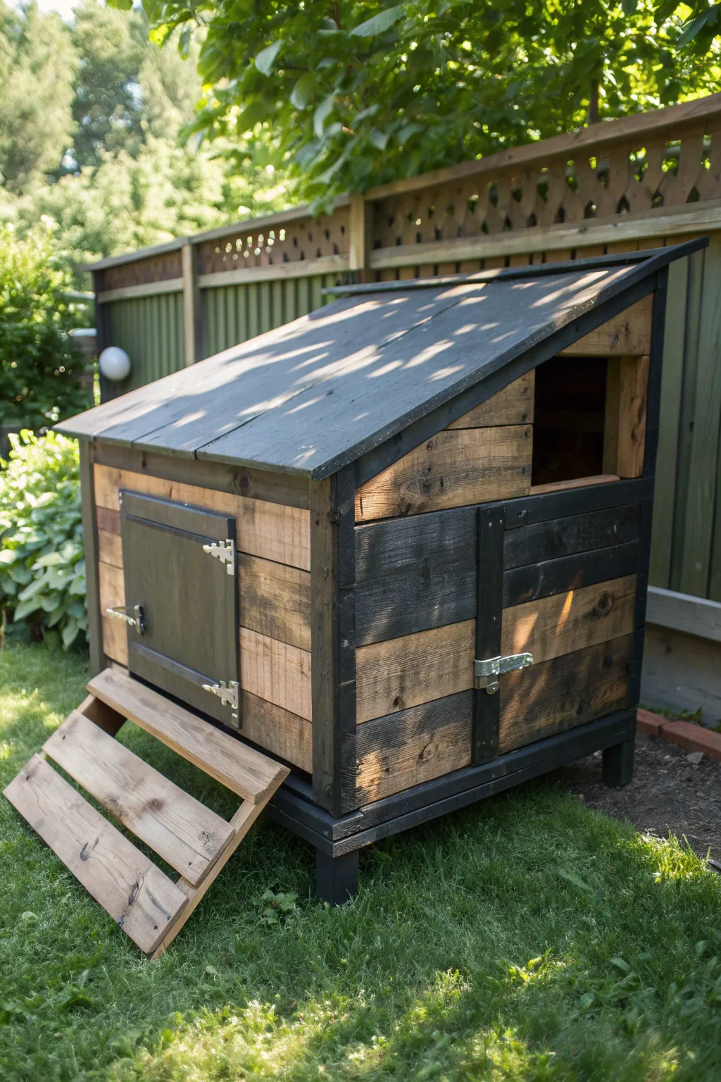 Transform old pallets into a stylish outdoor brooder centerpiece with just a touch of creativity and craftsmanship.
