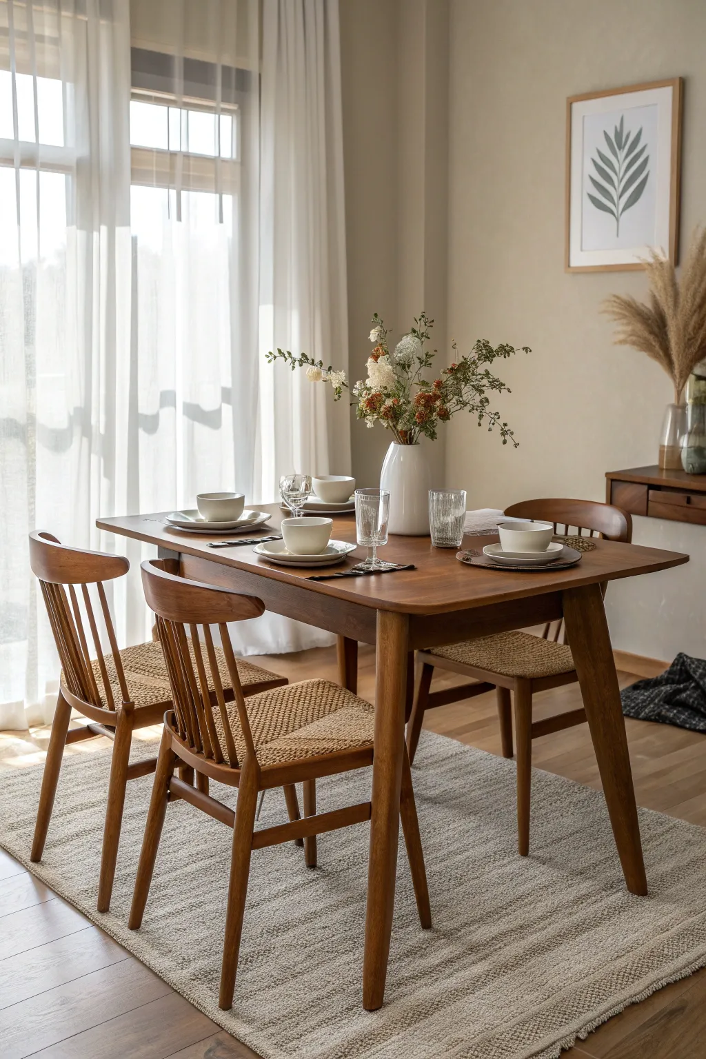Create a cozy dining experience with a brown-painted dining set that celebrates simplicity and style.